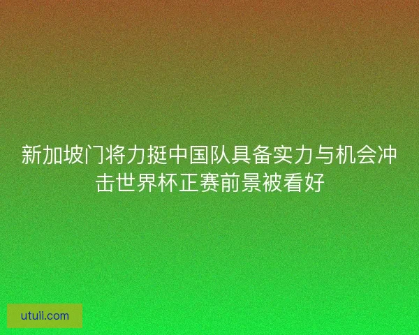 新加坡门将力挺中国队具备实力与机会冲击世界杯正赛前景被看好 新加坡门将力挺中国队具备实力与机会冲击世界杯正赛前景被看好